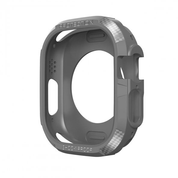 KNY Apple Watch Ultra 49 MM İçin Ön Arka Kasa Koruyucu Silikon Gri