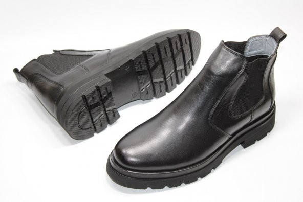 CASSO HAKİKİ DERİ LASTİKLİ KAYMAZ HAFİF TABAN ERKEK KALIN TABAN KLASİK BOT - 3