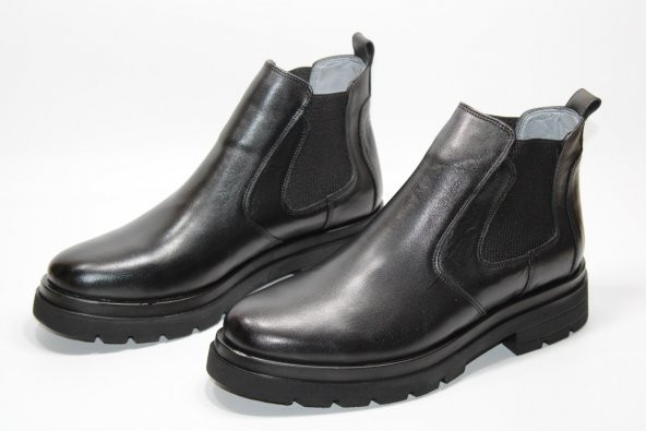 CASSO HAKİKİ DERİ LASTİKLİ KAYMAZ HAFİF TABAN ERKEK KALIN TABAN KLASİK BOT - 4