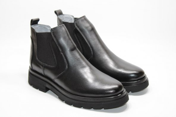 CASSO HAKİKİ DERİ LASTİKLİ KAYMAZ HAFİF TABAN ERKEK KALIN TABAN KLASİK BOT - 5