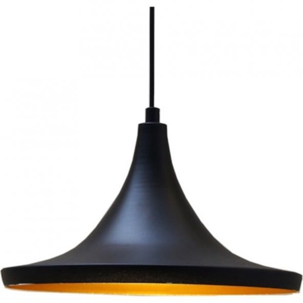 MYLİGHTS RETRO RUSTİK SİYAH  İÇİ ALTIN METAL SAKIT AVİZE 35 CM ürün görseli