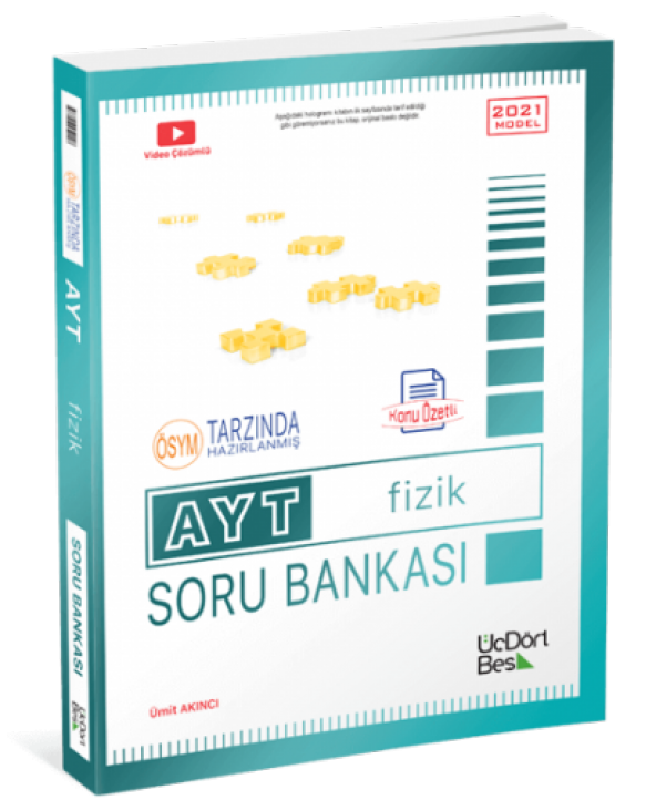 ÜçDörtBeş Yayınları 2021 AYT Fizik Soru Bankası 2023 345 üç