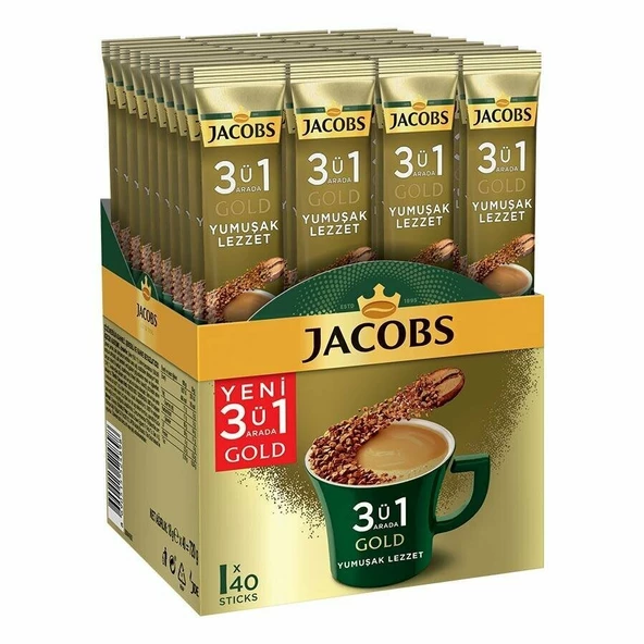 Jacobs 3'ü 1 Arada Gold Yumuşak Lezzet Kahve 18g 40 Adet