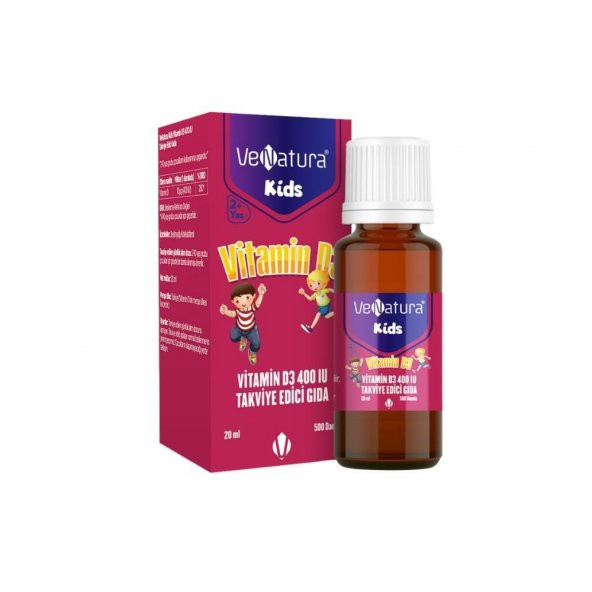 Kids Vitamin D3 400IU Takviye Edici Gıda 500 Damla 20ml - 1