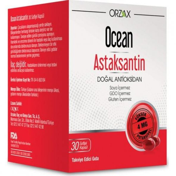 Ocean Astaksantin 30 Kapsül 8697595871348