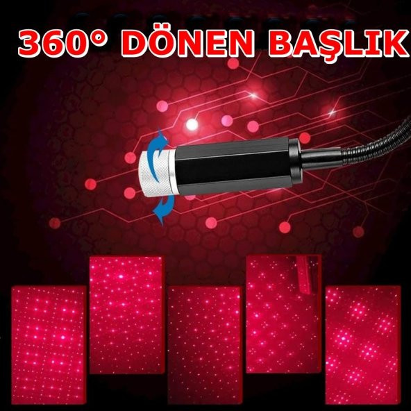 Araç Içi Usb Ayak Altı Tavan Led Aydınlatma Star Light Yıldızlı Gökyüzü - 2