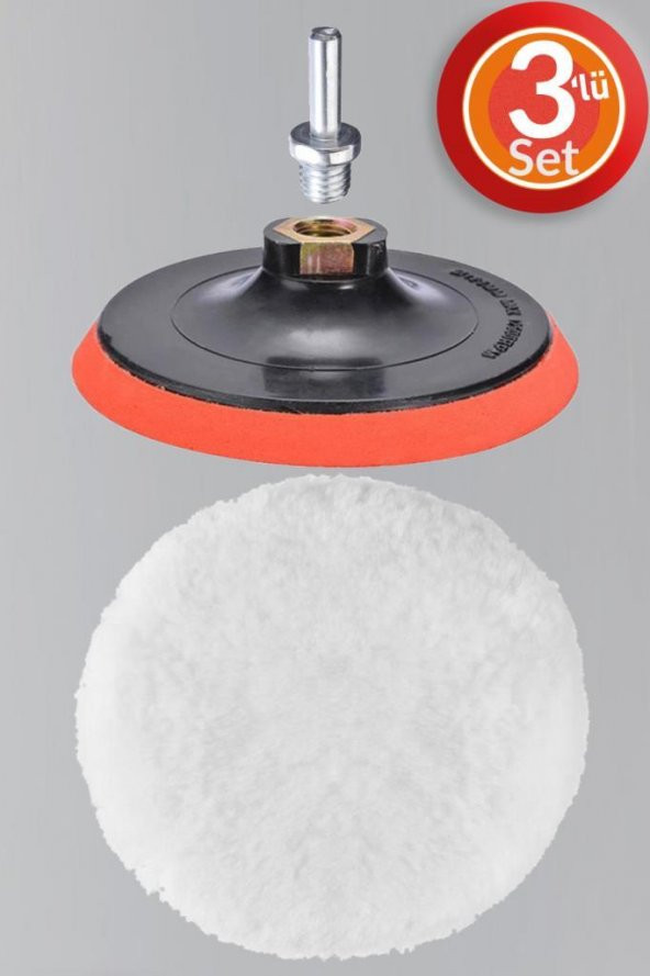 Polisaj Yünü Seti 3lü Matkap Uyumlu Pasta Cila Yünü Kuzu Postu Parlatma Pedi Seti