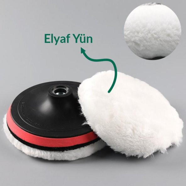 Polisaj Yünü Seti 3lü Matkap Uyumlu Pasta Cila Yünü Kuzu Postu Parlatma Pedi Seti - 5