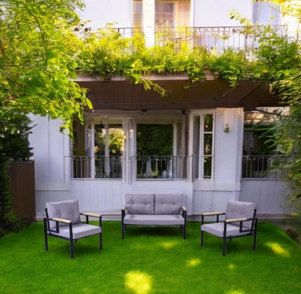 Pimango Pielize Demonte Metal Bahçe Ve Balkon Çay Seti, 2 1 1, Bej Renk