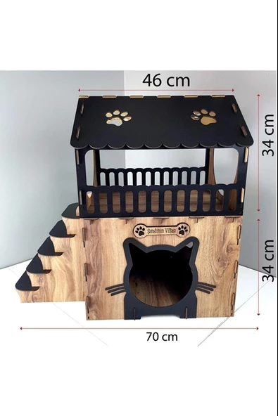 Kedi Evi Traslı Kedi Evi 75x70x40 cm 3 mm Mdf - 3