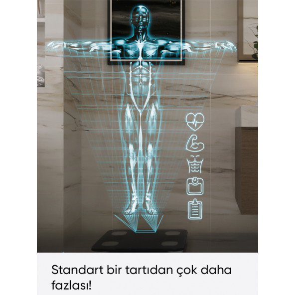 Akıllı Elektronik Tartı Yağ Su Kas Vücut Kitle Endeksi - 5
