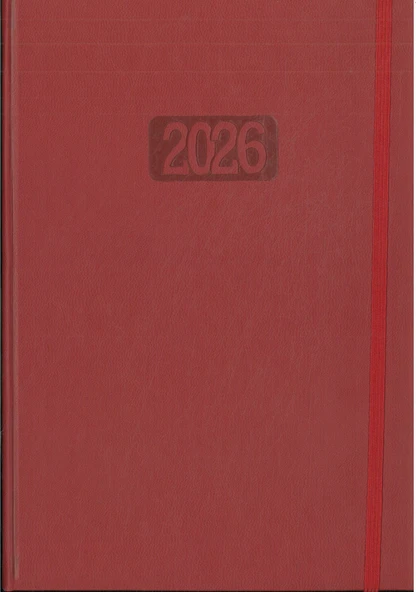Sim 2026 17x24 Ajanda Spiralli Thermo Deri Lastikli Kırmızı hafta sonları birleşik ürün görseli 1