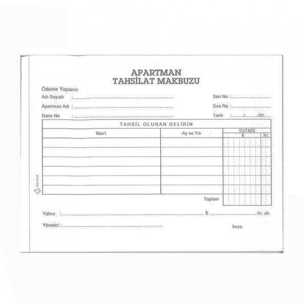Apartman Tahsilat Makbuzu Otokopili 2/50 1 Adet Apartman Aidat Makbuzu 14x19 cm - 2