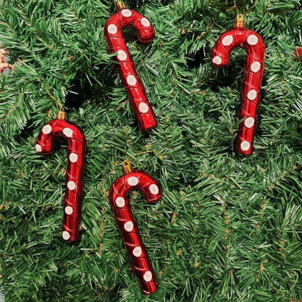 Asılabilir Yılbaşı Yeniyıl Ağacı Süsü Baston Şeker Candy Cane 15cm KIRMIZI Christmas Tree Ornaments Yeni Yıl Süsleri