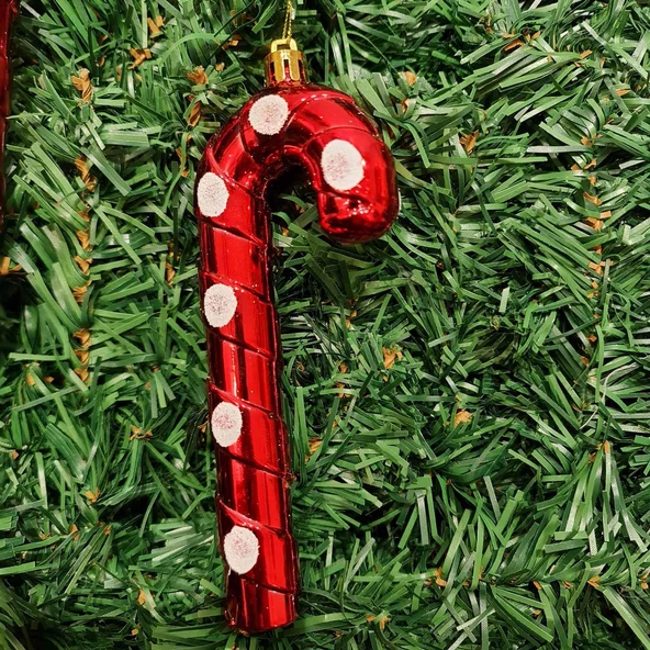 Asılabilir Yılbaşı Yeniyıl Ağacı Süsü Baston Şeker Candy Cane 15cm KIRMIZI Christmas Tree Ornaments Yeni Yıl Süsleri - 2