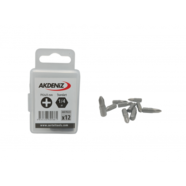 Akdeniz AKD/225 1/4 Yıldız Ph2x25 Mm 384 Adet Bits Uç