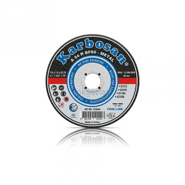 Karbosan 910460 125x1.0x22.23 Nk Metal İnce thinline Kesme Disk