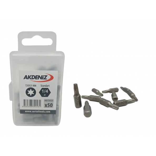 Akdeniz Akd/T20225 1/4 Torx T20x25 Mm 100 Adet Bits Uç