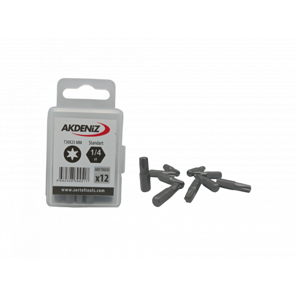 Akdeniz AKD/T30225 1/4 Torx T30x25 Mm 192 Adet Bits Uç