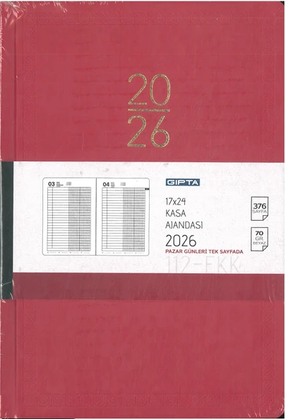 Gıpta 2026 Ticari Ajanda Sert Kapaklı 17x24 Bordo Hafta Sonları Ayrıdır ürün görseli 1