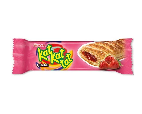 Ülker Kat Kat Tat Çilekli Milföy Gofret 28 gr 24 adet - 2