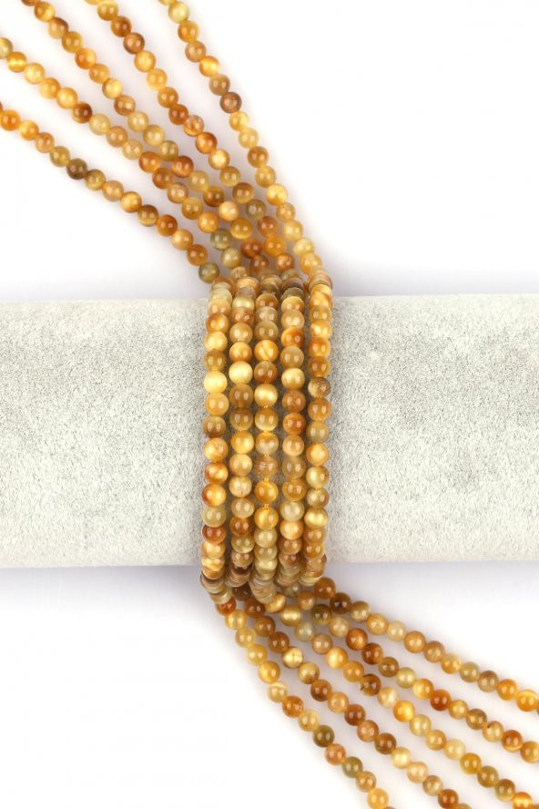 Sarı Kaplan Gözü Doğal Taş 4 mm Küre Kesim ürün görseli 1