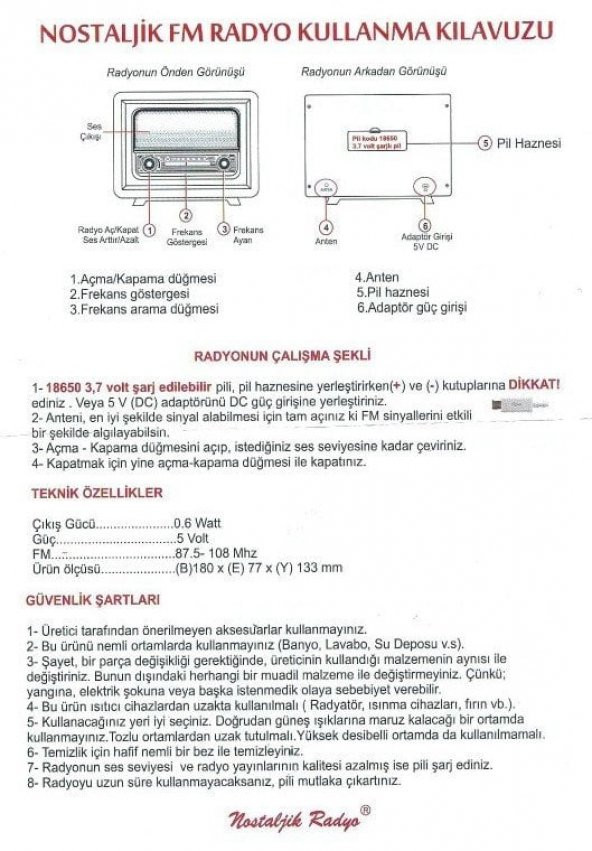 Nostaljik  Radyo Adaptörlü Beylerbeyi  Model - 2