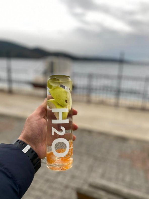H2O Baskılı Cam Matara 400 ml.