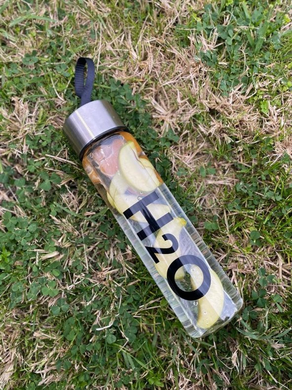 H2O Baskılı Cam Matara 400 ml. - 2