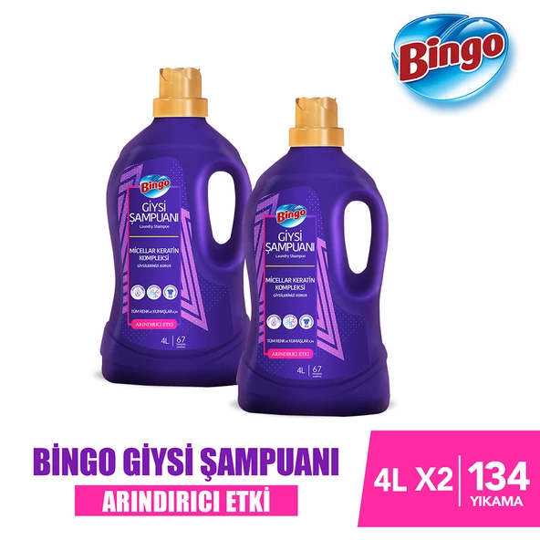 Bingo Giysi Şampuanı Arındırıcı Etki  4L 2'li