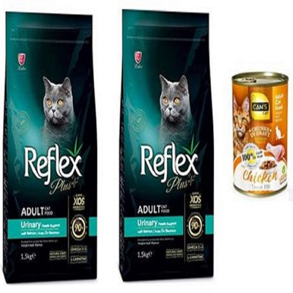 Reflex Plus Urinary Tavuklu Kedi Maması 1.5Kg X 2 ADET + Konserve Hediyeli