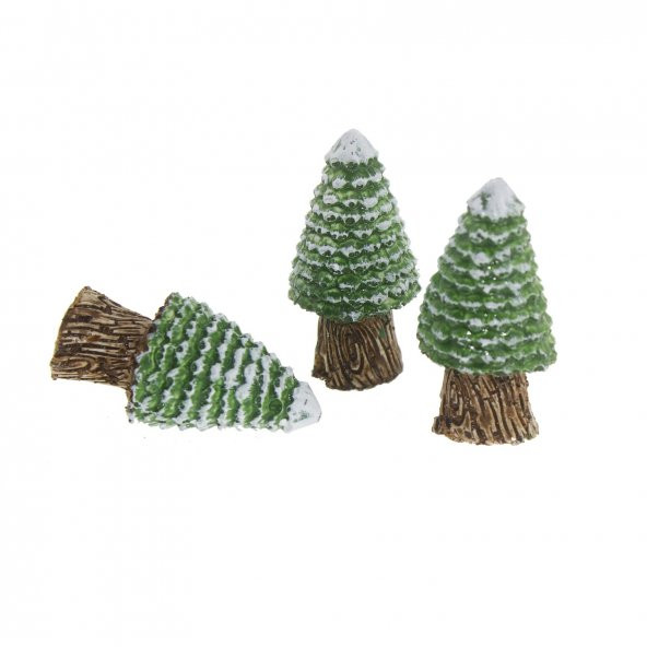 3 Adet 5x2,5cm Çam Ağacı Biblo Terrarium Yılbaşı - 3