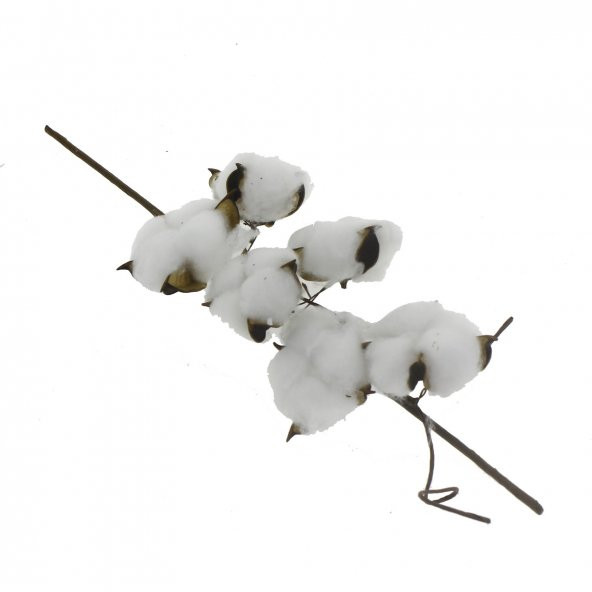 35cm Dekoratif Pamuk Çiçek 6lı Kafa - 2