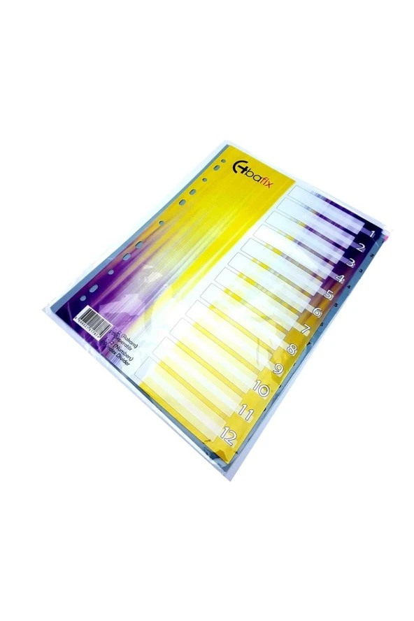 Bafix Seperatör 1-12 Renkli Plastik A4 (10 Paket)
