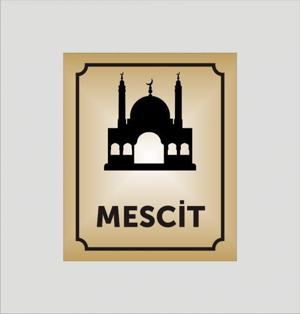 MESCİT YAZILI KAPI LEVHASI 10*12 CM ALÜMİNYUM GOLD LEVHA