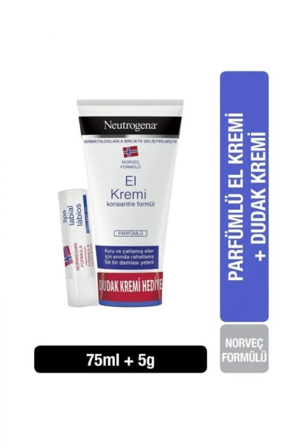 Neutrogena Parfümlü El Kremi 75 Ml + Dudak Kremi Hediye 8695557313004