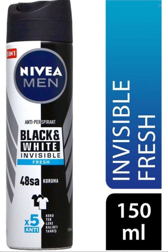 Nivea Deodorant 150ml Erkek Invisible Black&white Fresh 4005900378200