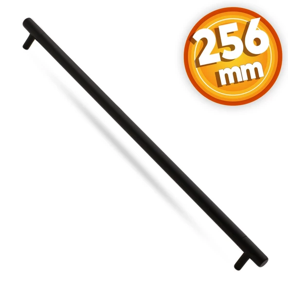 Hitit Çekmece Dolap Dolabı Kapak Kulpu Kulpları Kulbu 256 Mm Mat Siyah Metal Kulp Mobilya Mutfak