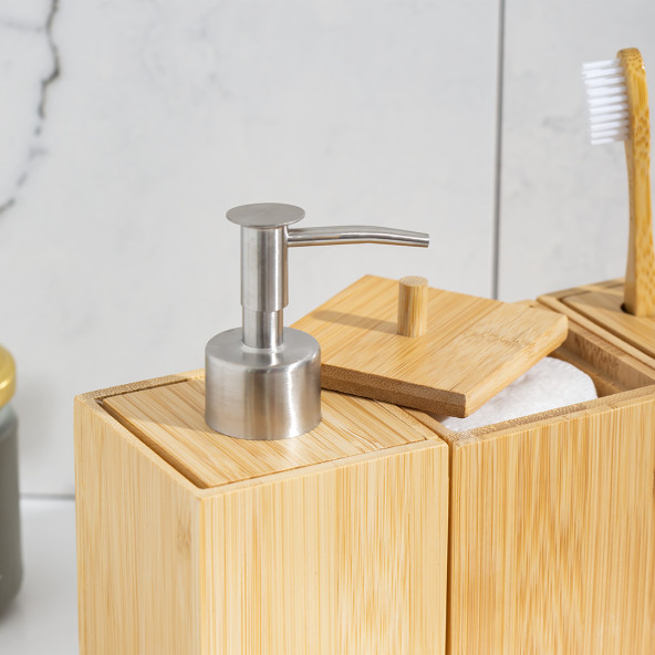 Porsima 76144 Standlı 3'lü Bambu Banyo Seti - 2