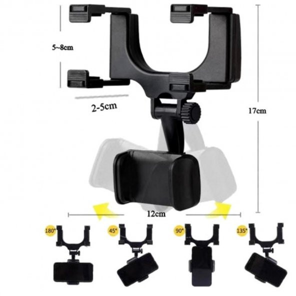Araba Dikiz Aynasına Takılan Oto Araç Içi Telefon Tutucu Aparat Cep Telefonu Tutacağı - 3