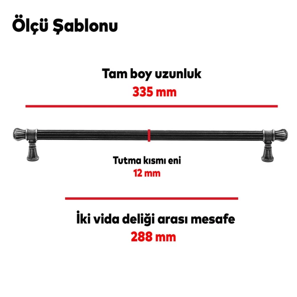 Akbatı 288 mm Eskitme Antik Bakır Metal Mobilya Mutfak Çekmece Dolap Dolabı Kulpu Kulbu Kulpları - 3