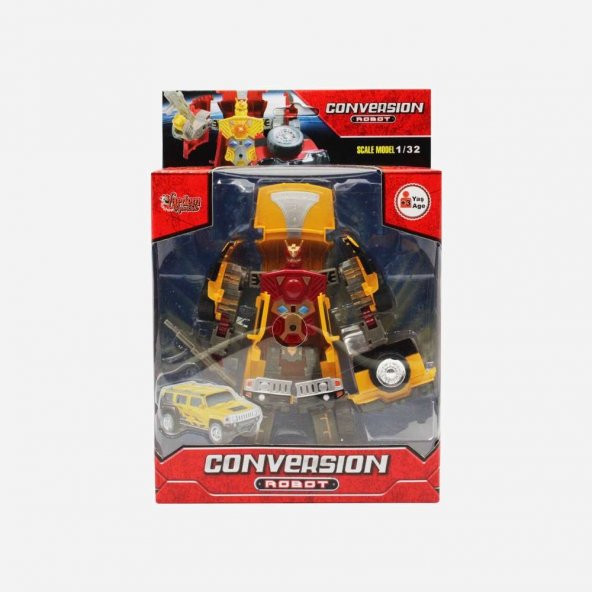 Kutulu Dönüşebilen Robot Jeep  - Sarı - 3