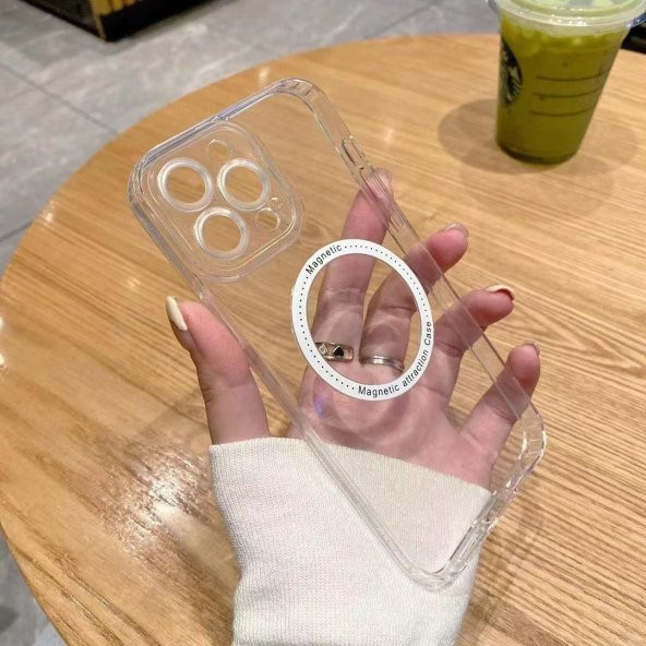 İphone 14 Magsafe Uyumlu Şeffaf Kapak - Resim 3