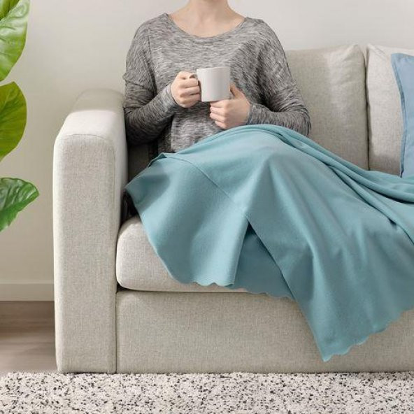 Tek Kişilik Polar Battaniye Örtü MeridyenDukkan Açık Mavi Renk,120x160 Cm TV Battaniyesi - 2