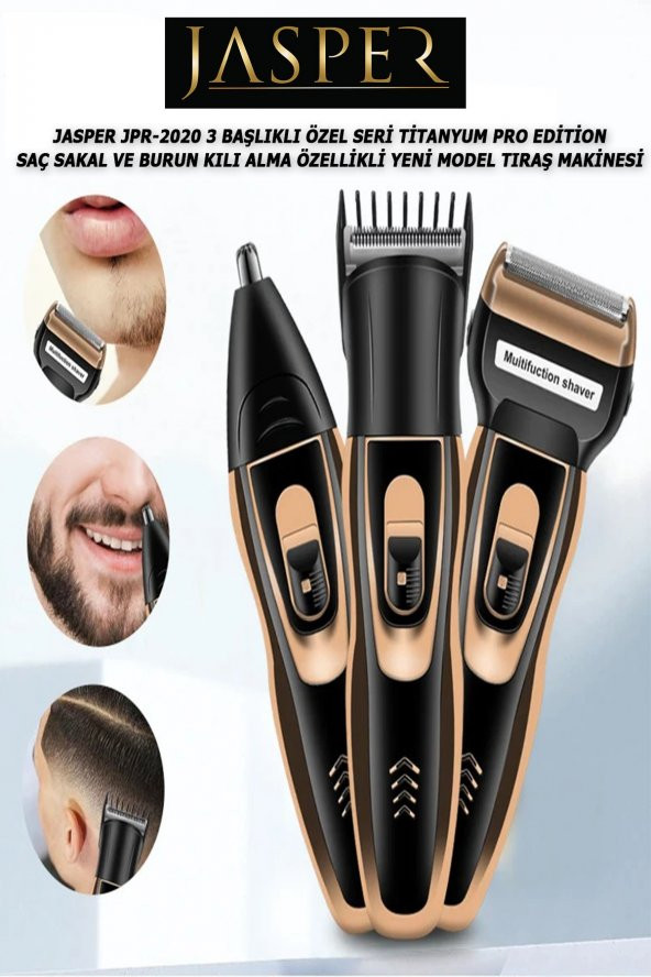 Jasper js-2020 3 Başlıklı Tıraş Makinası Profesyonelleri Tercihi - 2