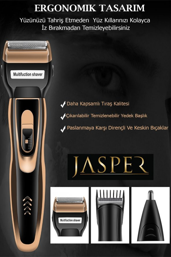 Jasper js-2020 3 Başlıklı Tıraş Makinası Profesyonelleri Tercihi - 4