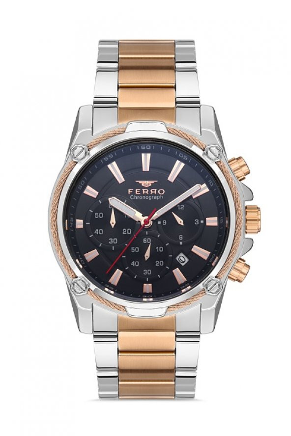 Ferro - FM31300A-E3 44 mm Sİlver/Rose Erkek Kol Saati