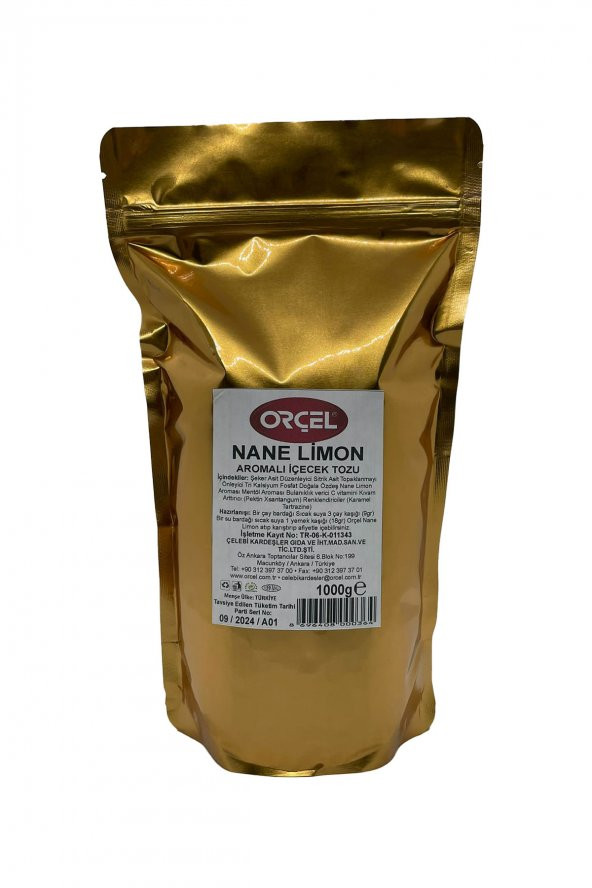 Orçel Nane Limon (Mentöllü) Aromalı İçecek Tozu Oralet 1000 Gr.