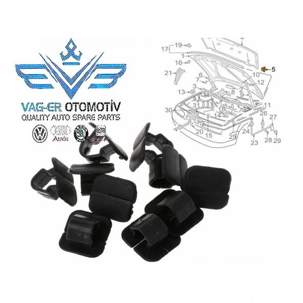 SEAT LEON ( 10 AD ) MOTOR KAPUT İZOLASYONU KEÇESİ KLİPSİ - 2