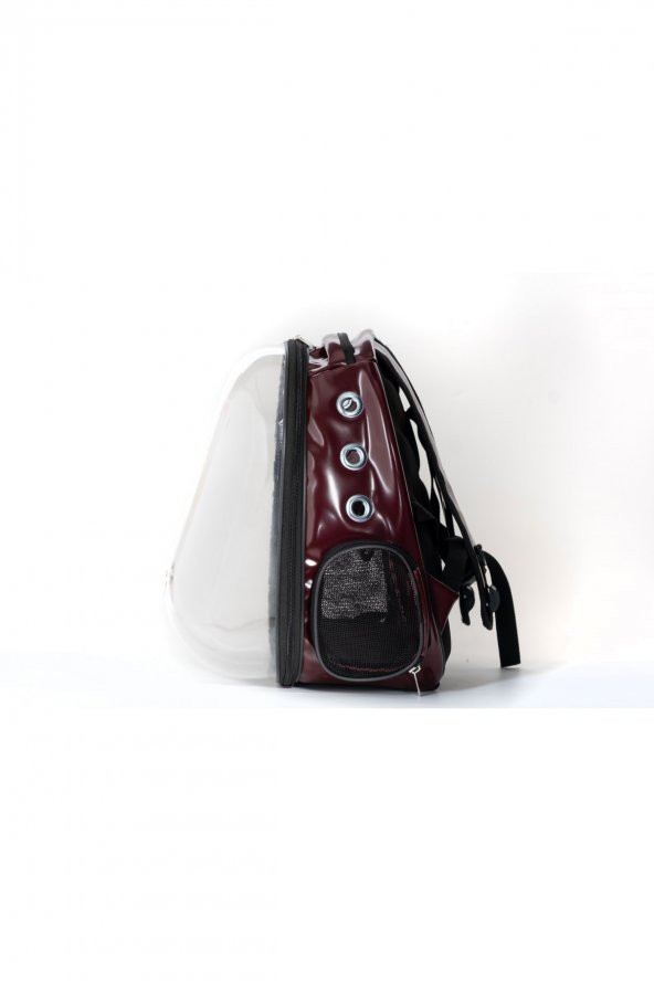 Şeffaf Astronot Kedi Köpek Taşıma Çantası 42x22x33 Cm Lugan BORDO - 3